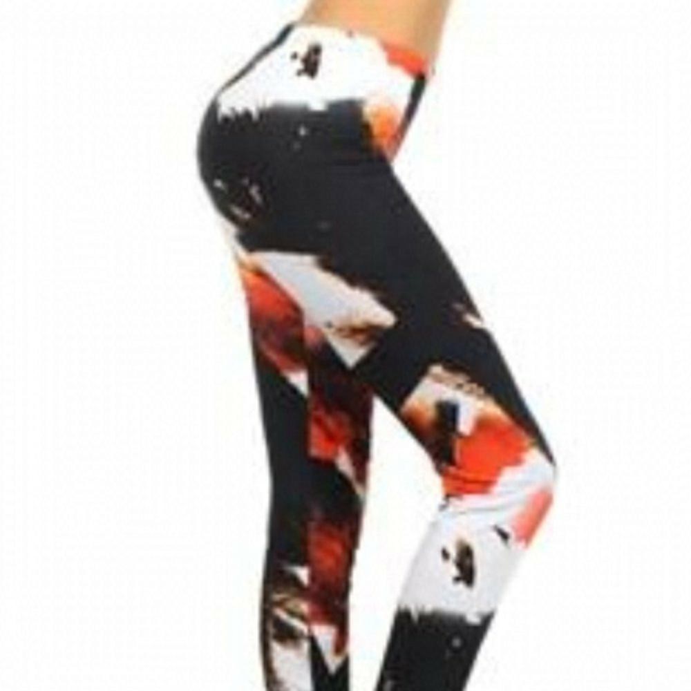 🆕️MULTI Mixed Print Orange Black & White Legging